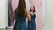 teen dressed undressed|MS Teenage girl getting dressed in fitting room / Morris, Illinois,...